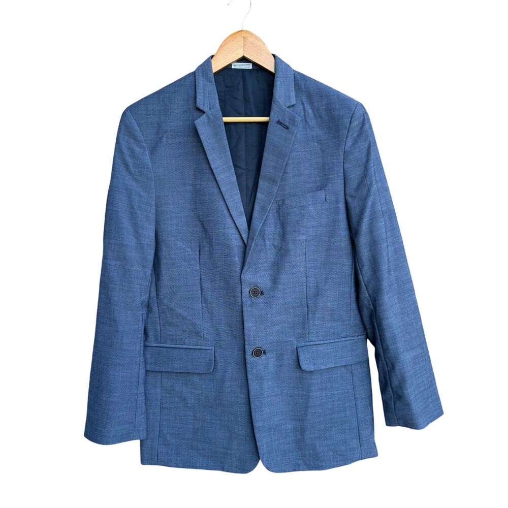 Calvin Klein Men's Blue Solid Long Sleeves Notched Lapel Blazer Jacket Size 20R